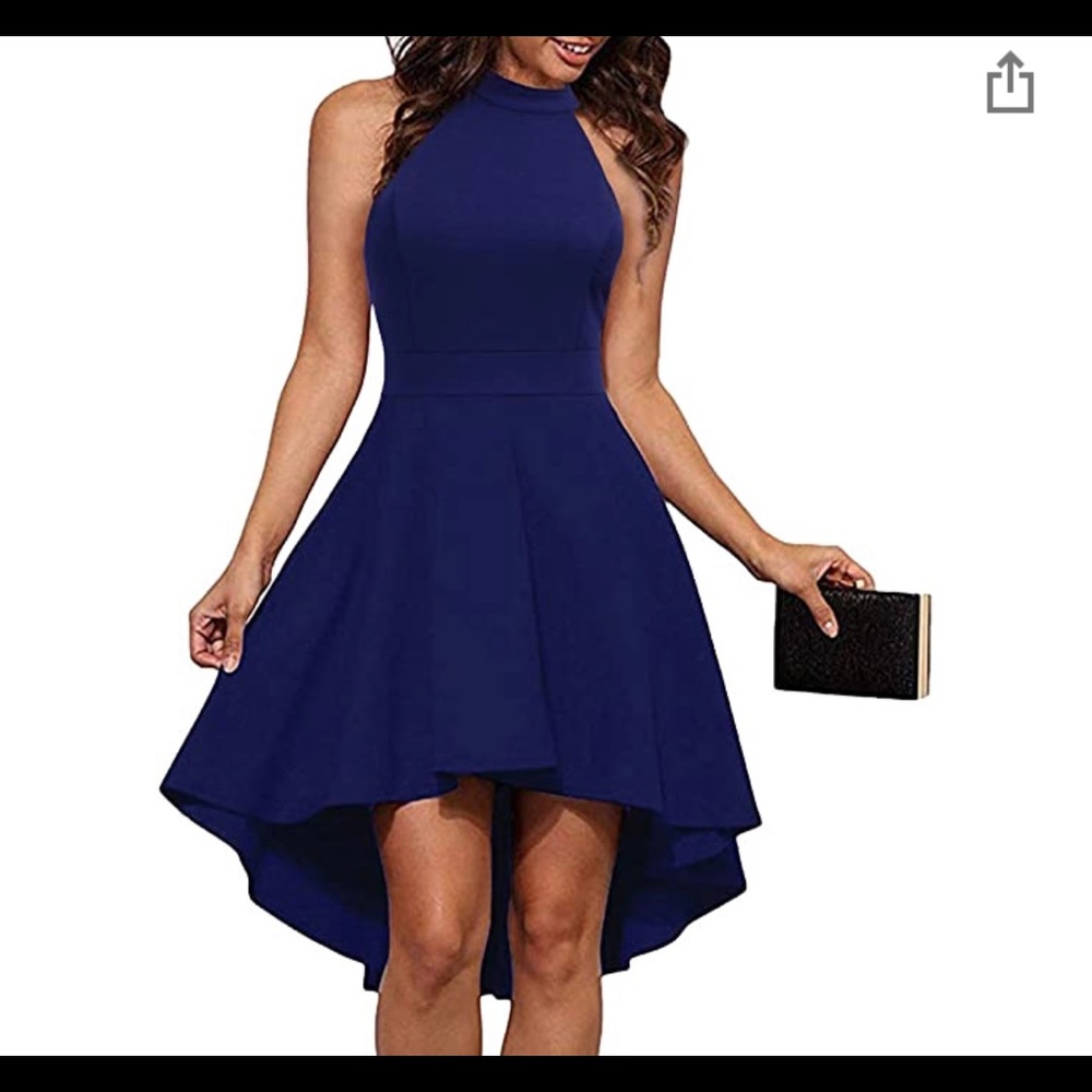 Navy blue open back dress